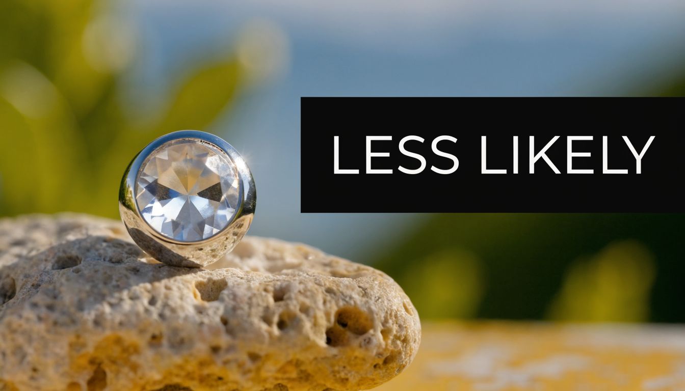 A sparkling round stud earring placed on a textured stone surface with a soft blurred background.